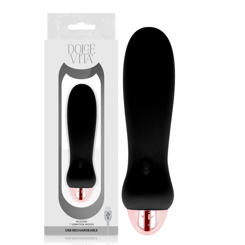 DOLCE VITA - Aufladbarer Vibrator fünf Schwarz 7 Geschwindigkeiten