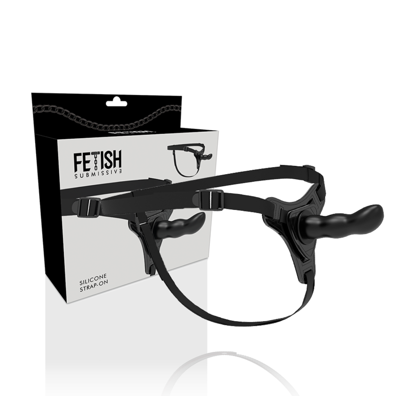 FETISH SUBMISSIVE HARNESS - G-Punkt-Dildo aus Silikon Schwarz, 16 cm