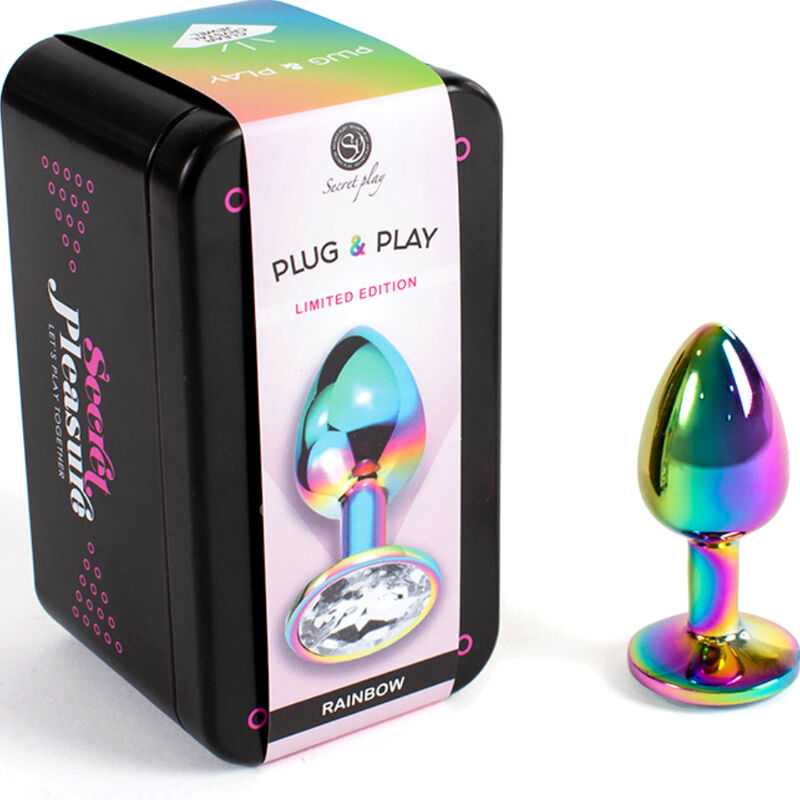 SECRETPLAY - Metall-Analplug Regenbogen, Größe S, 7 cm