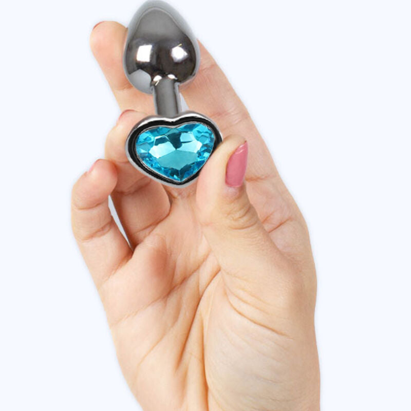 SECRETPLAY - Metall-Analplug mit blauem Herz, Größe S, 7 cm