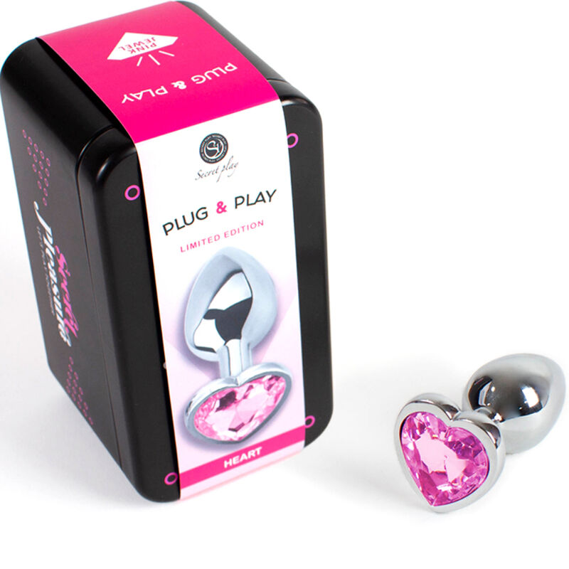 SECRETPLAY - Metall-Analplug mit fuchsiafarbenem Herz, Größe S, 7 cm