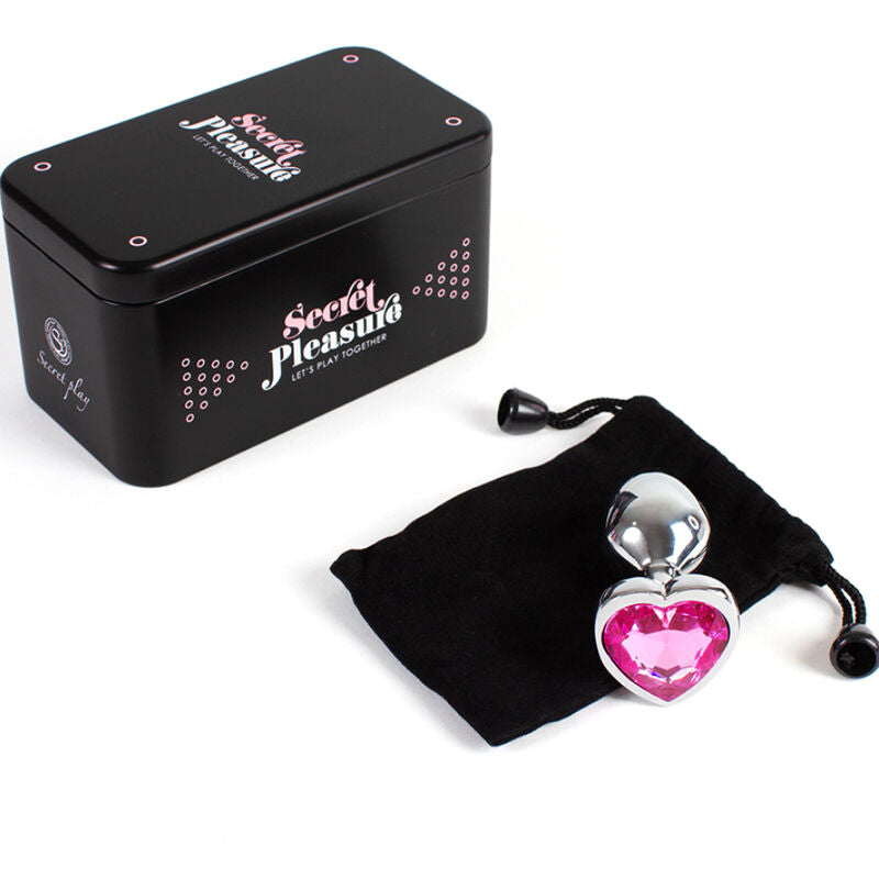 SECRETPLAY - Metall-Analplug mit fuchsiafarbenem Herz, Größe S, 7 cm