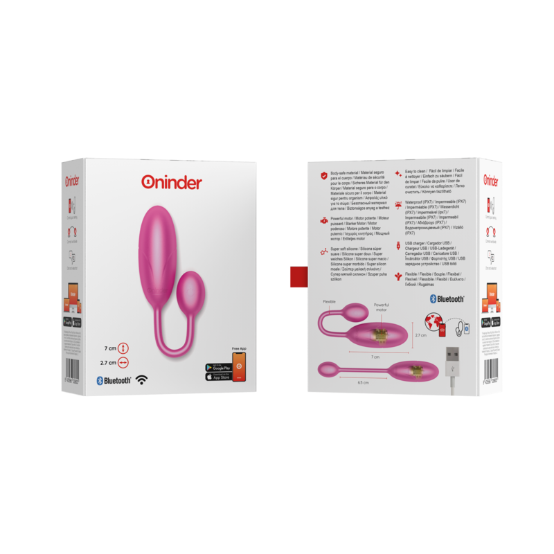 ONINDER - Denver Vibrationsei Rosa, 7 x 2,7 cm - Kostenlose App