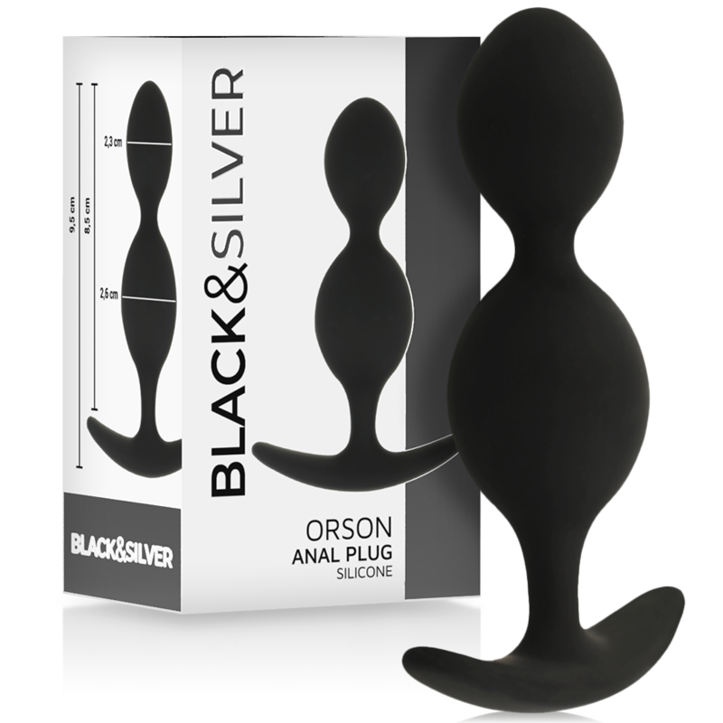 BLACK&SILVER - Orson Silikon-Analplug mit 2 Wellen, 9 cm