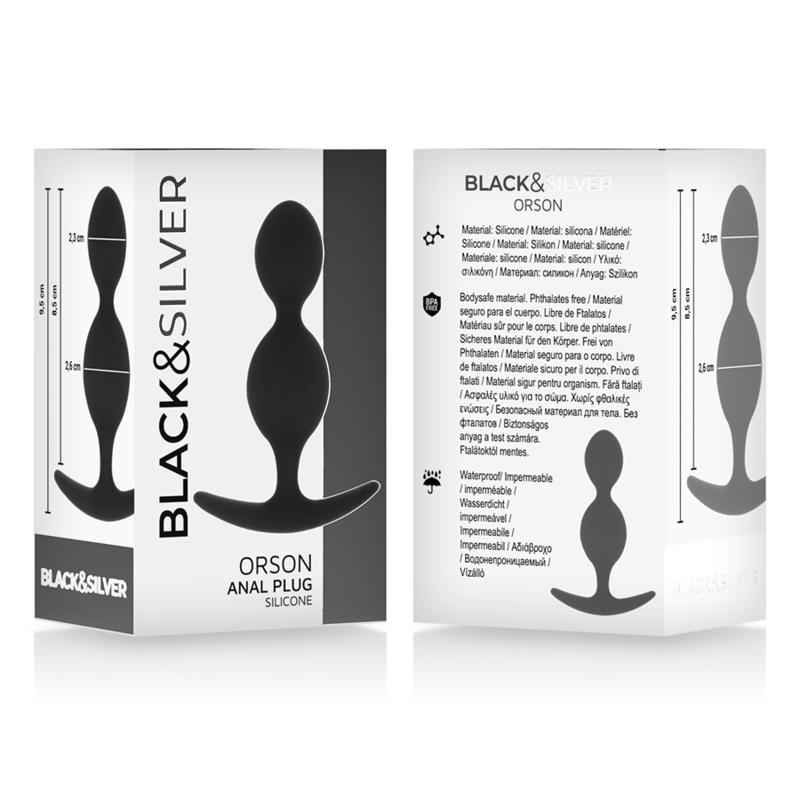 BLACK&SILVER - Orson Silikon-Analplug mit 2 Wellen, 9 cm