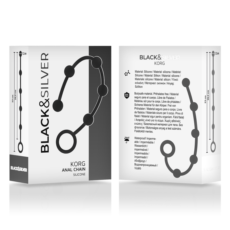 Black&Silver - Korg Anal-Rosenkranz Silikon Initiation 21 cm