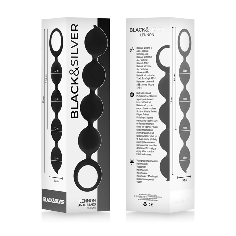 Black&Silver - Lennon Anal-Rosenkranz 4 Silikonkugeln 15 cm