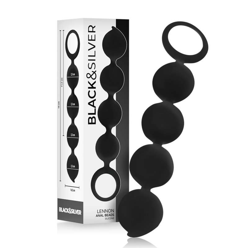 Black&Silver - Lennon Anal-Rosenkranz 4 Silikonkugeln 15 cm
