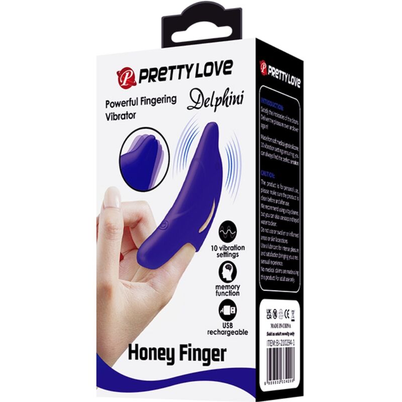PRETTY LOVE - Delphini Fingerstimulator Dunkelblau leistungsstark
