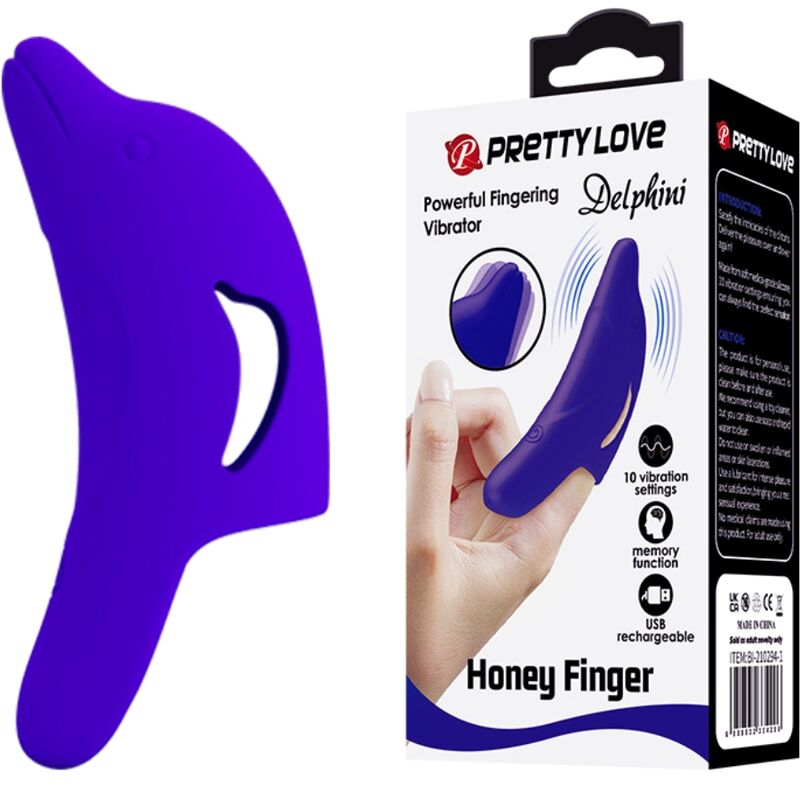 PRETTY LOVE - Delphini Fingerstimulator Dunkelblau leistungsstark