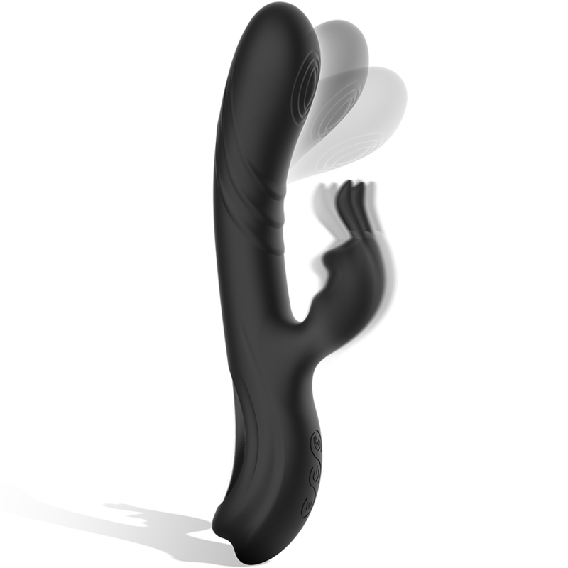 BLACK&SILVER - Jamie Wiederaufladbarer Rabbit-Stimulator aus Silikon, Schwarz