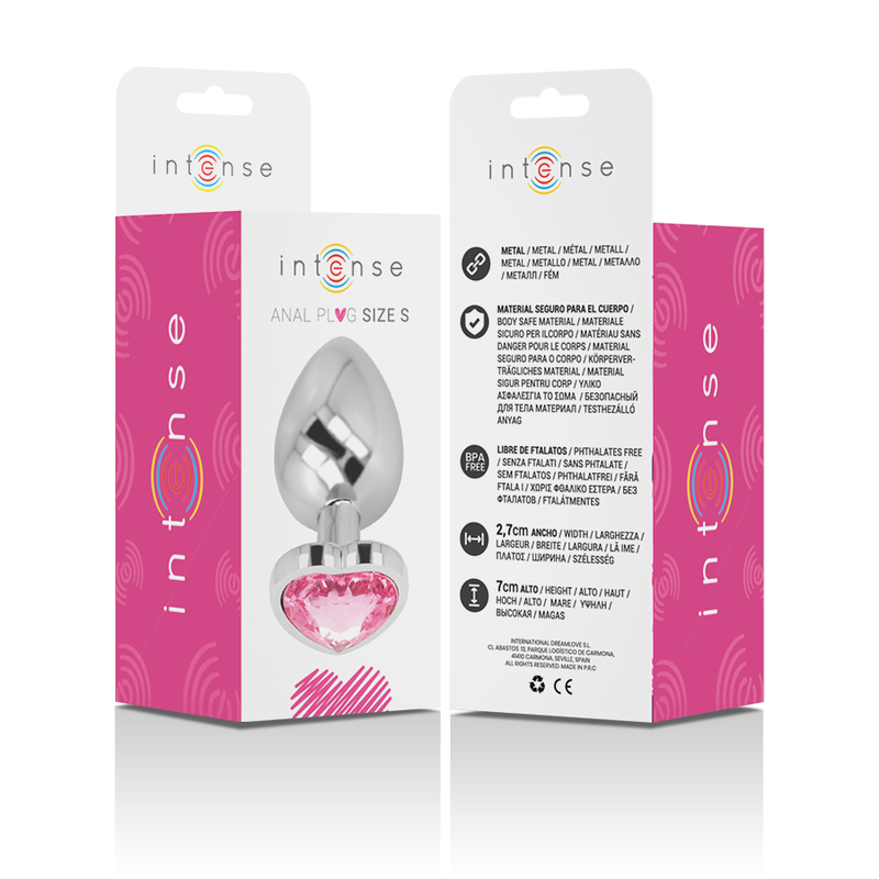 Intense - Aluminium-Metall-Anal-Stecker Rosa Herz, Größe S