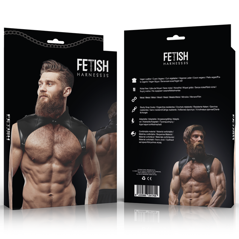 FETISH SUBMISSIVE ATTITUDE Herrenbrigade verstellbarer Hals-Harness aus Kunstleder