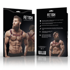 FETISH SUBMISSIVE ATTITUDE Brust-Bulldog-Geschirr aus Kunstleder für Herren Schwarz/Rot