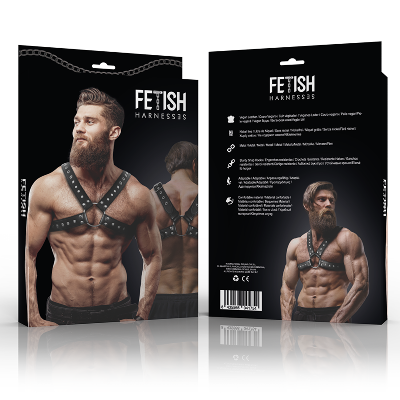 FETISH SUBMISSIVE ATTITUDE Brustharness aus Kunstleder mit Nieten für Herren