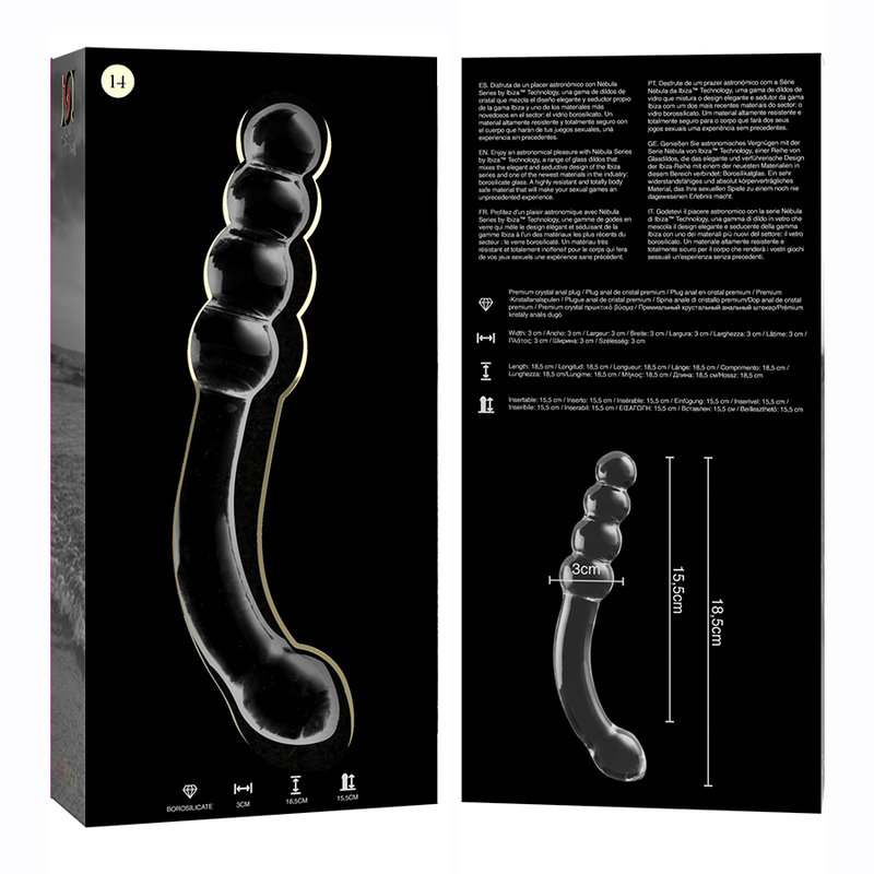 NEBULA SERIES - Modell 14 Dildo aus Borosilikatglas, 18,5 cm Ø 3 cm