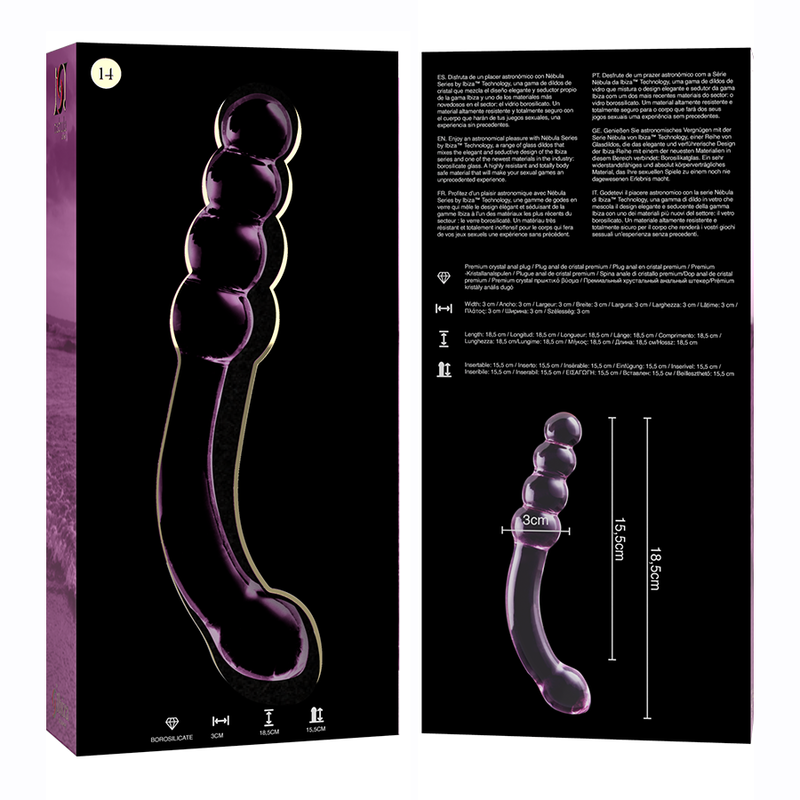 NEBULA SERIES - Modell 14 Dildo aus Borosilikatglas, 18,5 cm Ø 3 cm