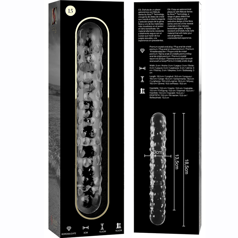NEBULA SERIES - Modell 15 Dildo aus Borosilikatglas, 18,5 cm Ø 3 cm