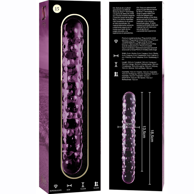 NEBULA SERIES - Modell 15 Dildo aus Borosilikatglas, 18,5 cm Ø 3 cm