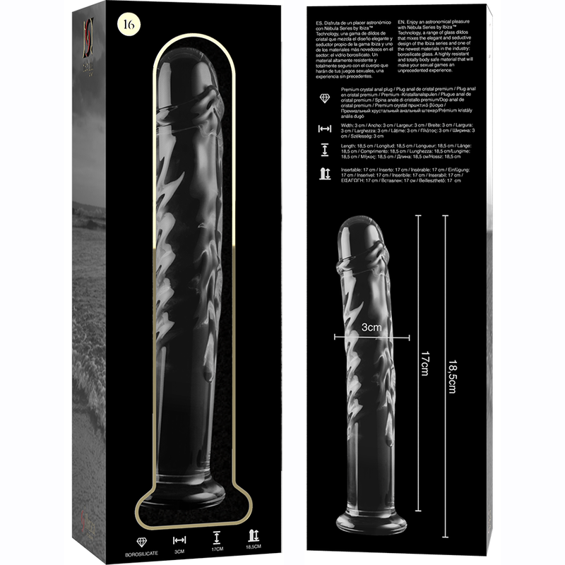 NEBULA SERIES - Modell 16 Dildo aus Borosilikatglas, 18,5 cm Ø 3 cm