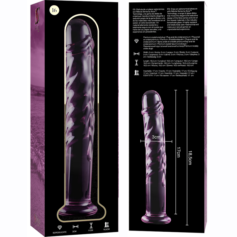 NEBULA SERIES - Modell 16 Dildo aus Borosilikatglas, 18,5 cm Ø 3 cm
