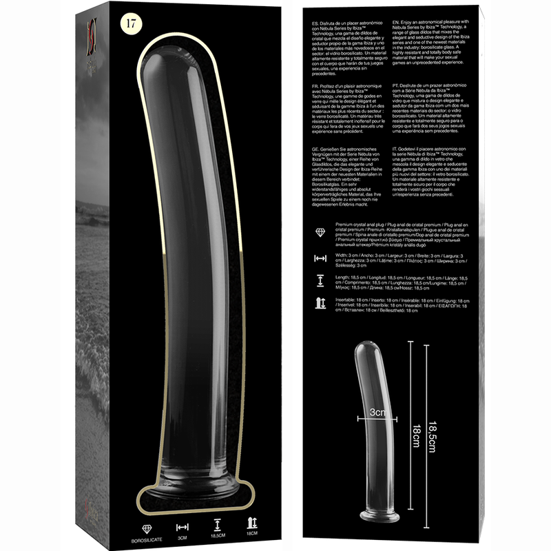 NEBULA SERIES - Modell 17 Dildo aus Borosilikatglas, 18,5 cm Ø 3 cm