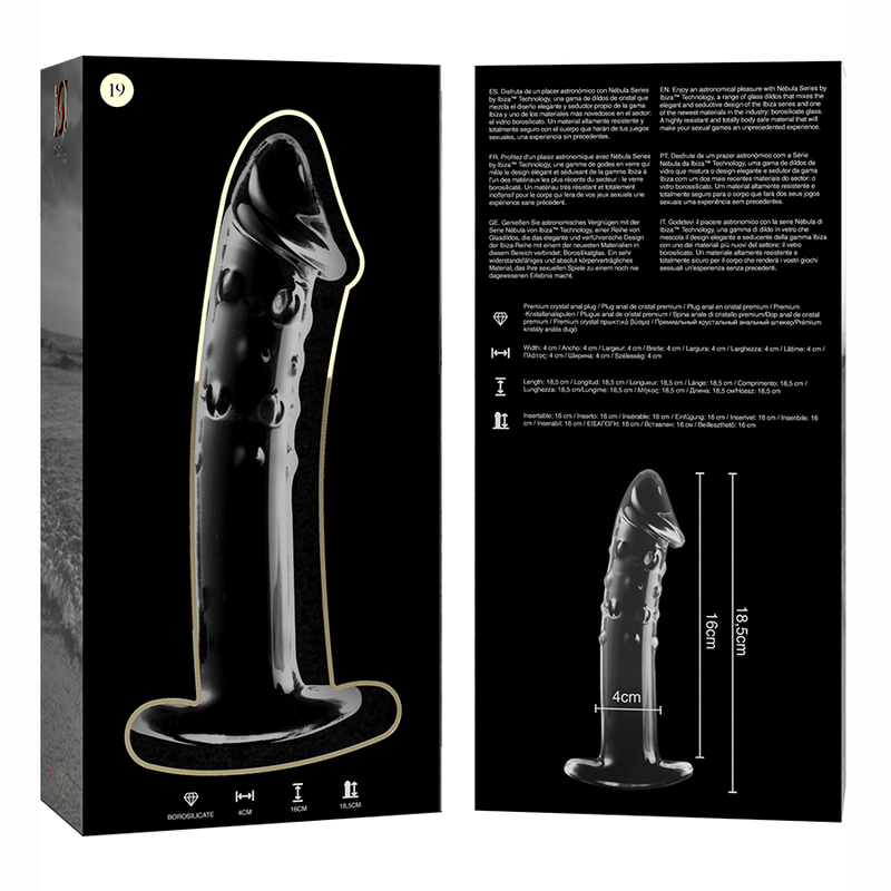 NEBULA SERIES - Modell 19 Dildo aus Borosilikatglas, 18,5 cm Ø 4 cm