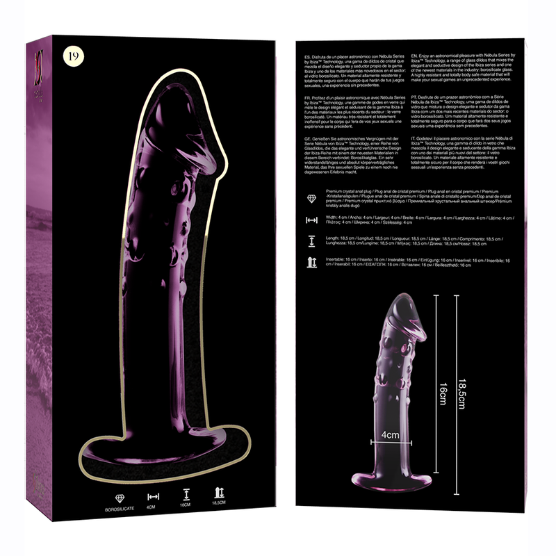 NEBULA SERIES - Modell 19 Dildo aus Borosilikatglas, 18,5 cm Ø 4 cm