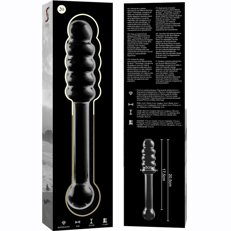 NEBULA SERIES - Modell 20 Dildo aus Borosilikatglas, 20,5 cm Ø 3 cm