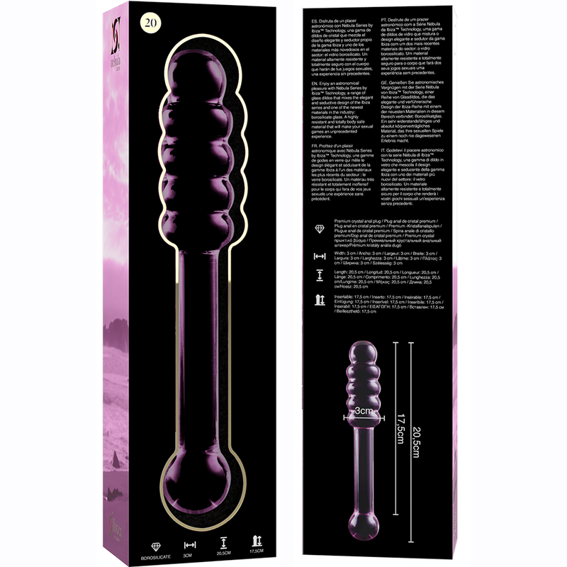 NEBULA SERIES - Modell 20 Dildo aus Borosilikatglas, 20,5 cm Ø 3 cm