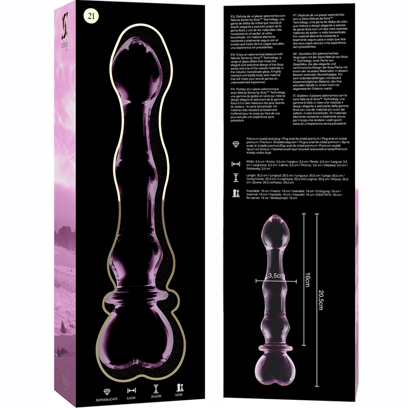 NEBULA SERIES - Modell 21 Dildo aus Borosilikatglas, 20,5 cm Ø 3,5 cm