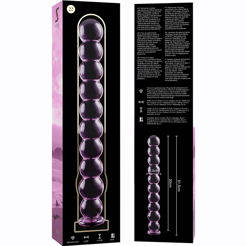 NEBULA SERIES - Modell 22 Dildo aus Borosilikatglas, 21,5 cm Ø 2,5 cm