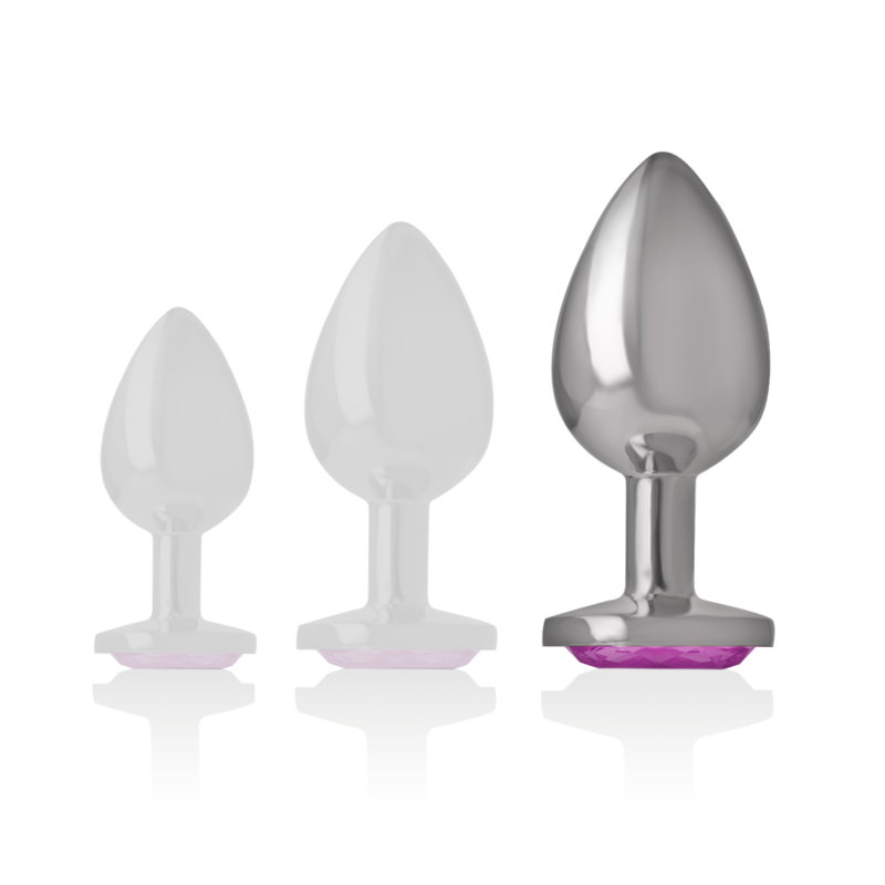 Intense - Analplug aus Aluminiummetall mit rosa Kristall, Größe L