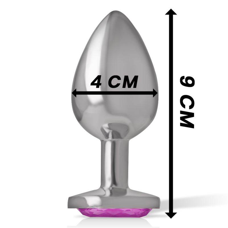 Intense - Analplug aus Aluminiummetall mit rosa Kristall, Größe L