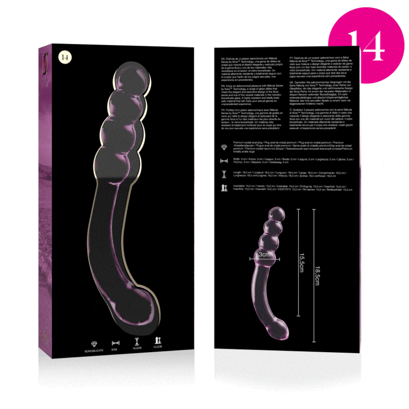 NEBULA SERIES - Modell 14 Dildo aus Borosilikatglas, 18,5 cm Ø 3 cm