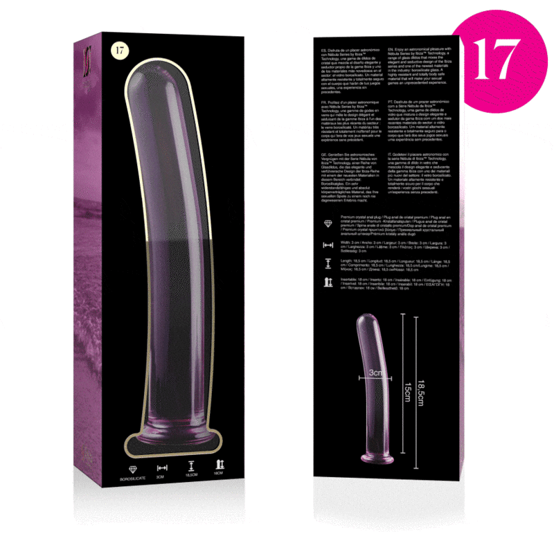 NEBULA SERIES - Modell 17 Dildo aus Borosilikatglas, 18,5 cm Ø 3 cm