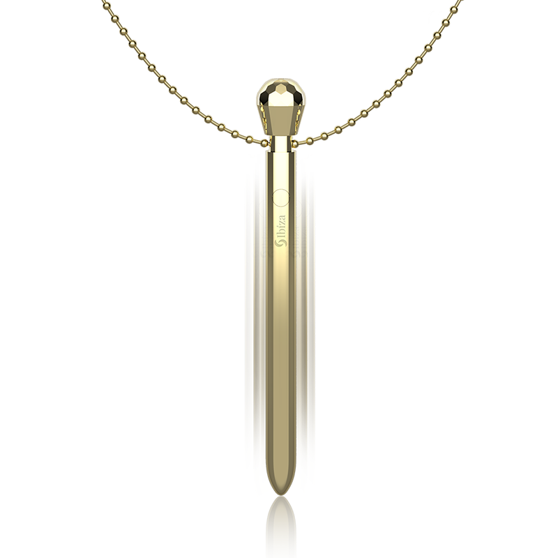 IBIZA - Clit Pocket Klitorisstimulator mit Halskette, USB-aufladbar, 12 Modi, Gold, 12,2 × 1,5 cm