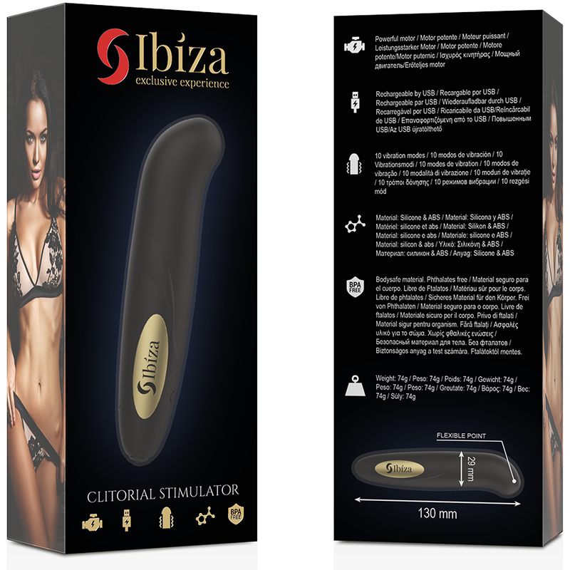 IBIZA - Klitorisstimulator USB-Ladegerät 10 Vibrationsmodi Gold kompakt