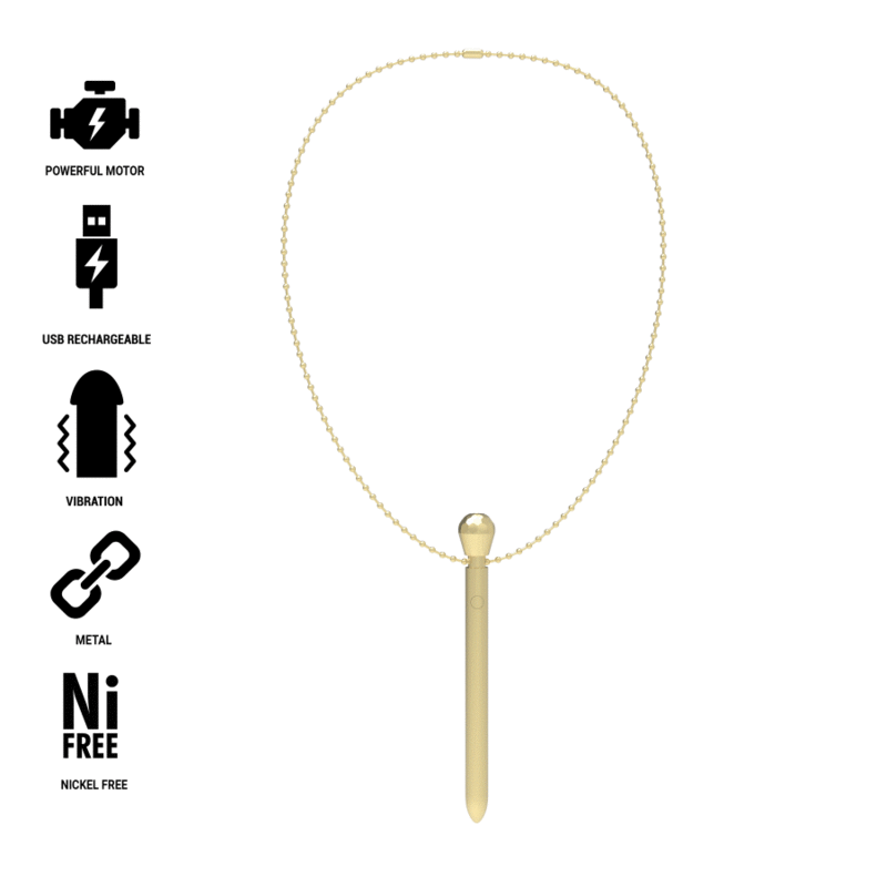 IBIZA - Clit Pocket Klitorisstimulator mit Halskette, USB-aufladbar, 12 Modi, Gold, 12,2 × 1,5 cm
