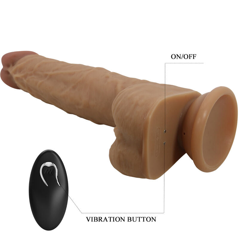 PRETTY LOVE - Jonathan Silikondildo mit 3 Vibrationsmodi und 3 Stoßfunktionen, Fernbedienung, 21 cm