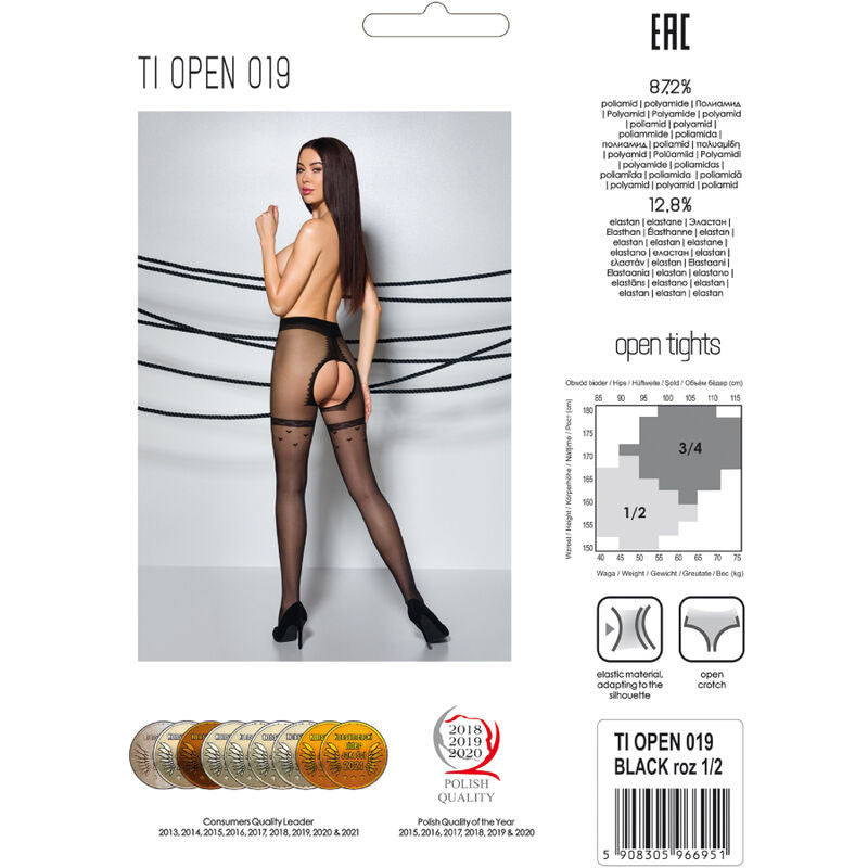 PASSION – Tiopen 019 Strumpfhose Schwarz 3/4 20 DEN