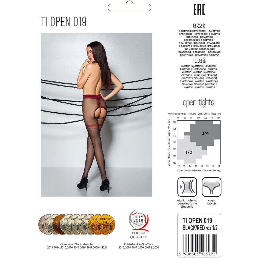 PASSION – Tiopen 019 Strumpfhose Schwarz 3/4 20 DEN