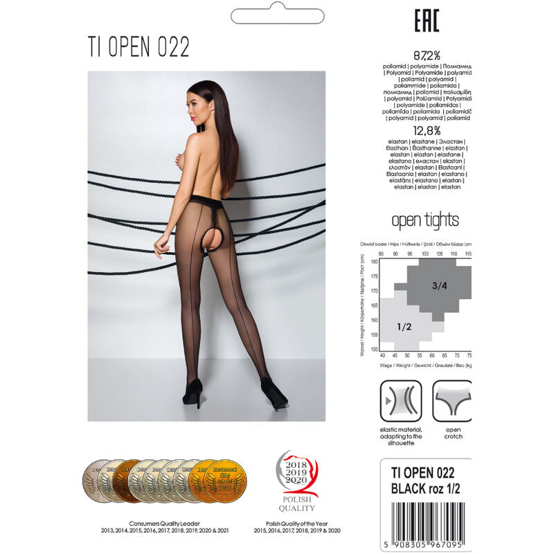 PASSION – Tiopen 022 Strumpfhose Schwarz 3/4 20 DEN
