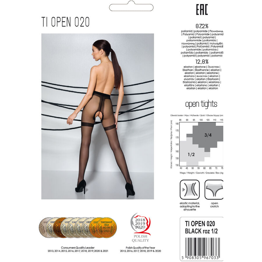 PASSION – Tiopen 020 Strumpfhose Schwarz 3/4 20 DEN