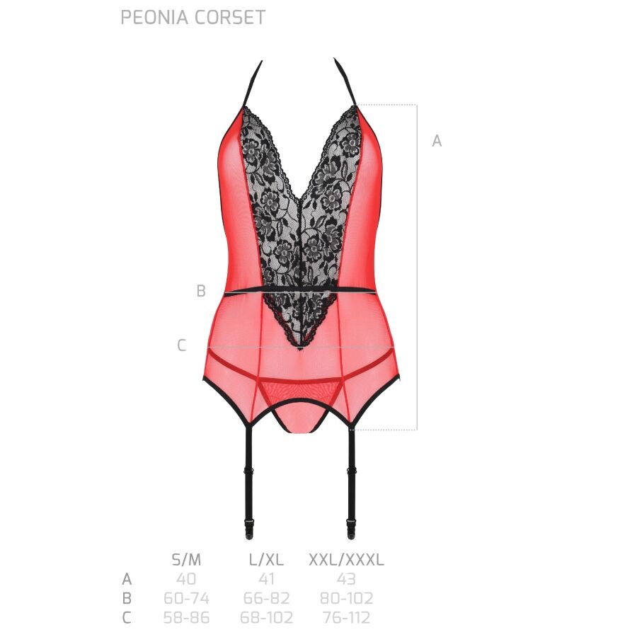 PASSION – Peonia Korsett Erotische Linie Rot