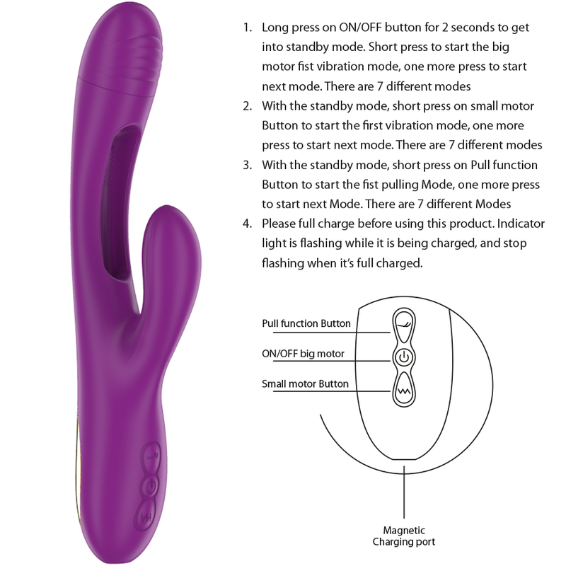 INTENSE - Apolo Wiederaufladbarer Multifunktionsvibrator mit 7 Vibrationsmodi und beweglicher Zunge, Lila
