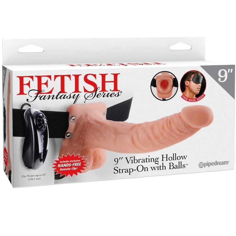FETISH FANTASY SERIES - Verstellbarer Strap-on mit Fernbedienung und realistischem Dildo mit Hoden, 23 cm