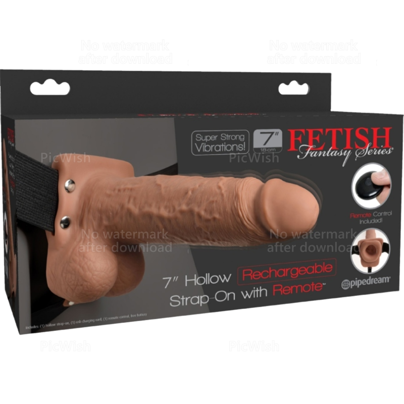FETISH FANTASY SERIES - Verstellbarer Strap-on mit realistischem Dildo, wiederaufladbarem Vibrator und vibrierenden Hoden, 17,8 cm