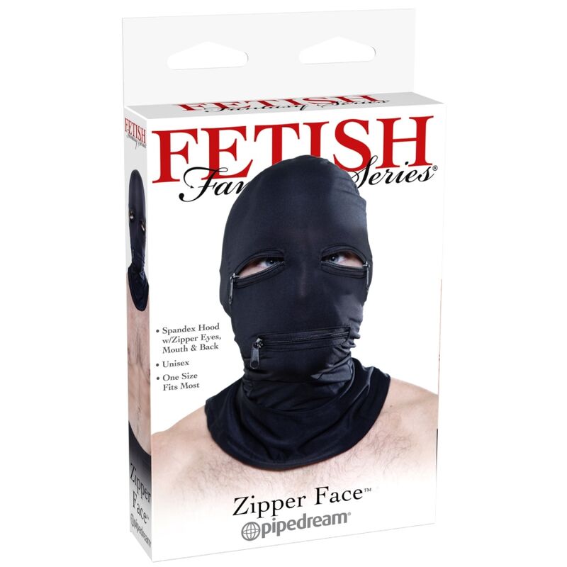 FETISH FANTASY SERIES – Kapuze mit Reißverschlüssen schwarz