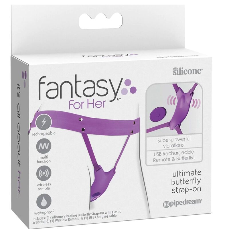 FANTASY FOR HER - Vibrierendes Schmetterlingsgeschirr, wiederaufladbar mit Fernbedienung Violett